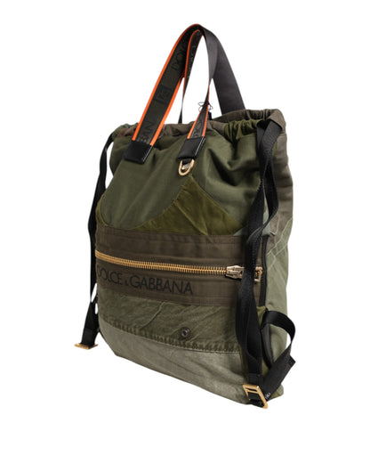 Military Green Patchwork Rucksack Backpack Bag