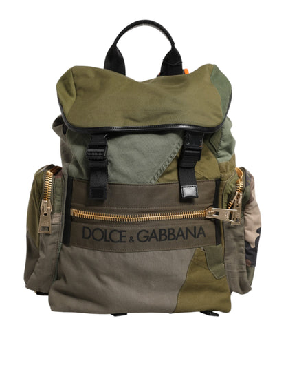 Military Green Patchwork Rucksack Backpack Bag