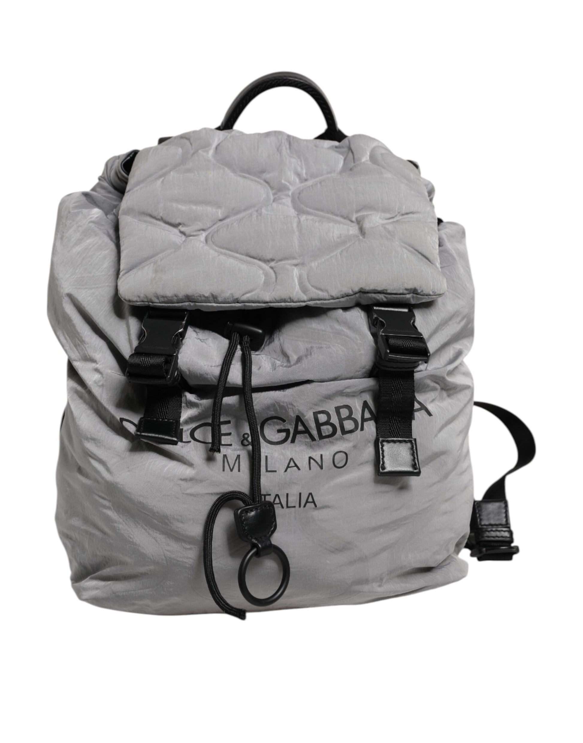 Gray Milano Print Drawstring Travel Backpack Bag