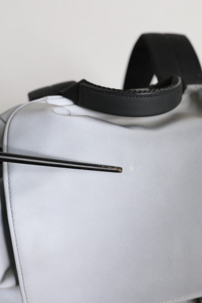 Gray Palermo Reflector Buckles Drawstring Backpack Bag