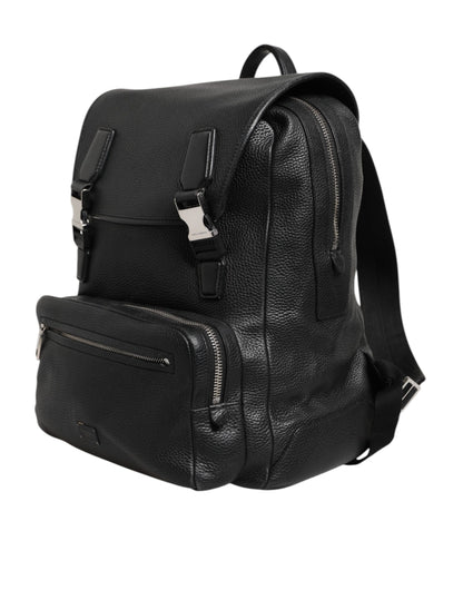 Black Palermo Backpack Hammered Calfskin Leather Bag