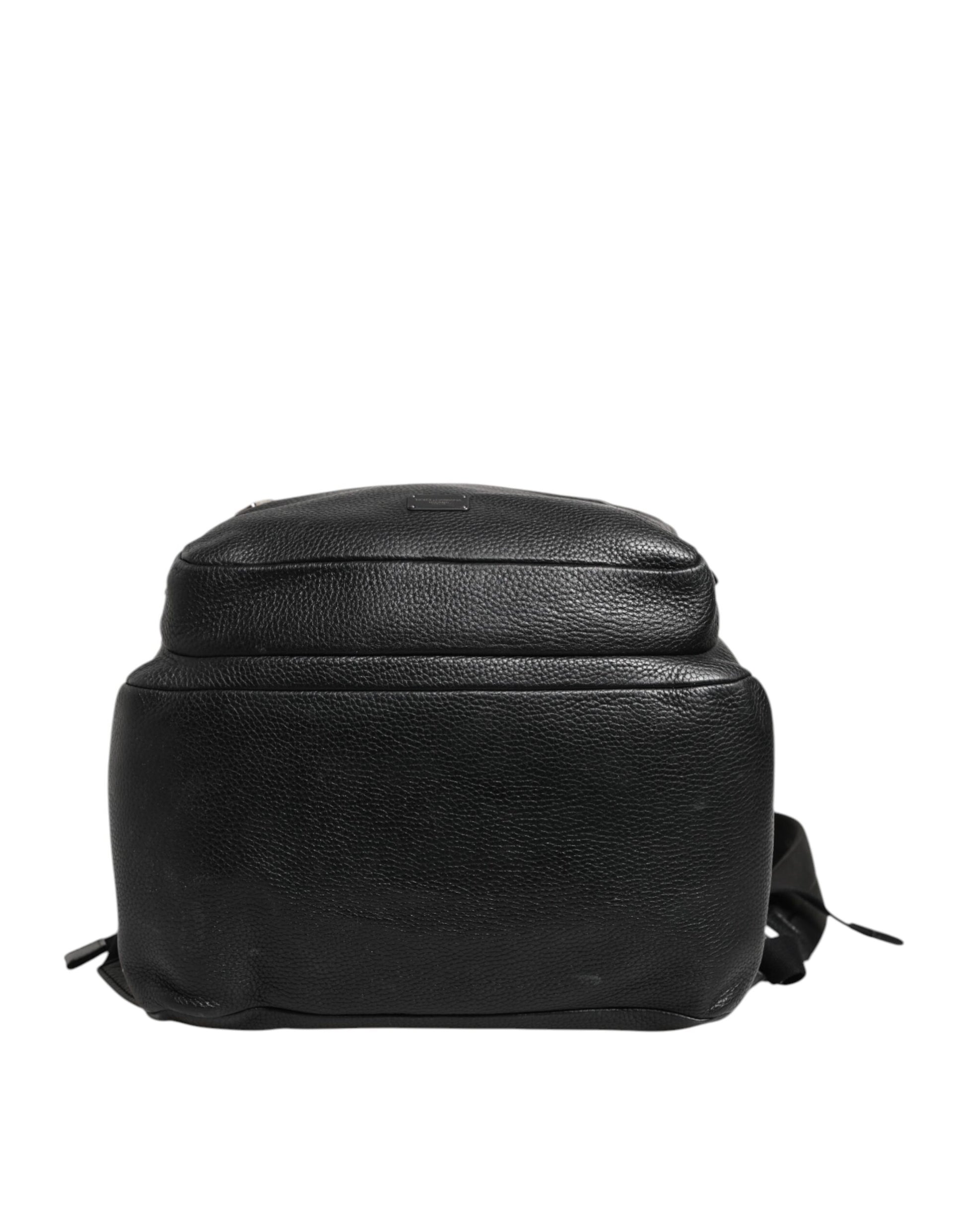 Black Palermo Backpack Hammered Calfskin Leather Bag