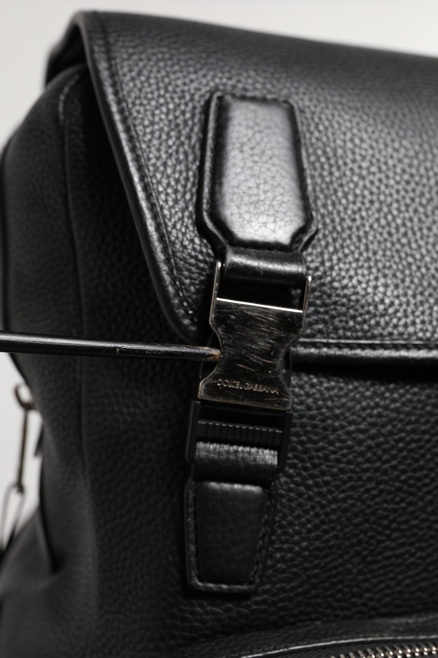 Black Palermo Backpack Hammered Calfskin Leather Bag