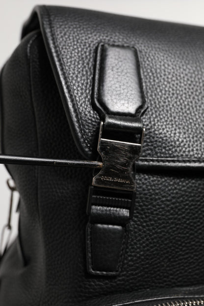 Black Palermo Backpack Hammered Calfskin Leather Bag