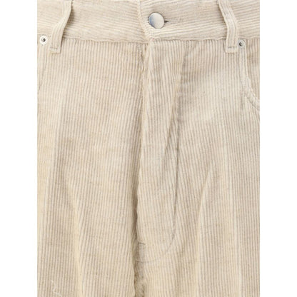 Beige Cotton Casual Pants