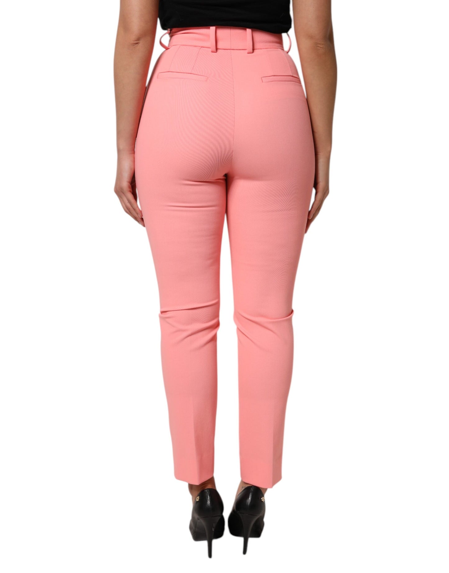 Pink High Waist Dress Tapered Pants