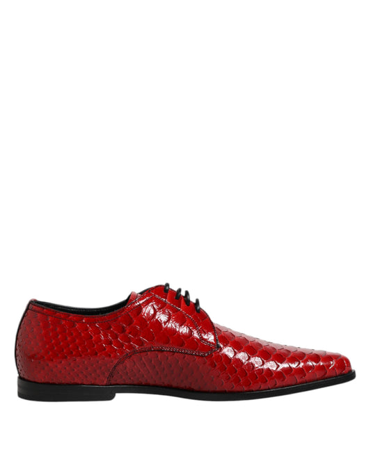Red Exotic Leather Lace Up Dress Derby Shoes