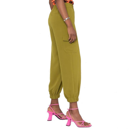 Green Elastane Cargo Pants