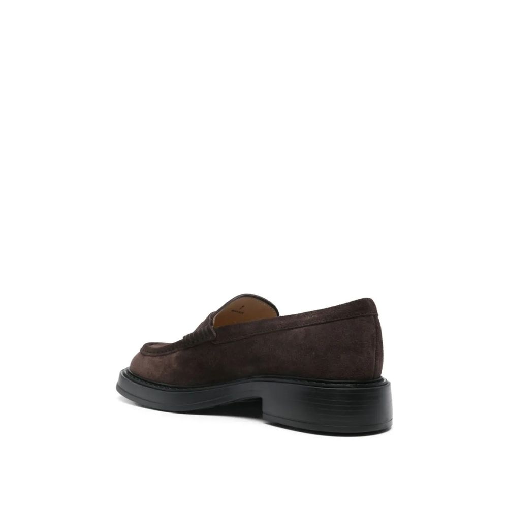 Brown Calfskin Slip-On Loafers