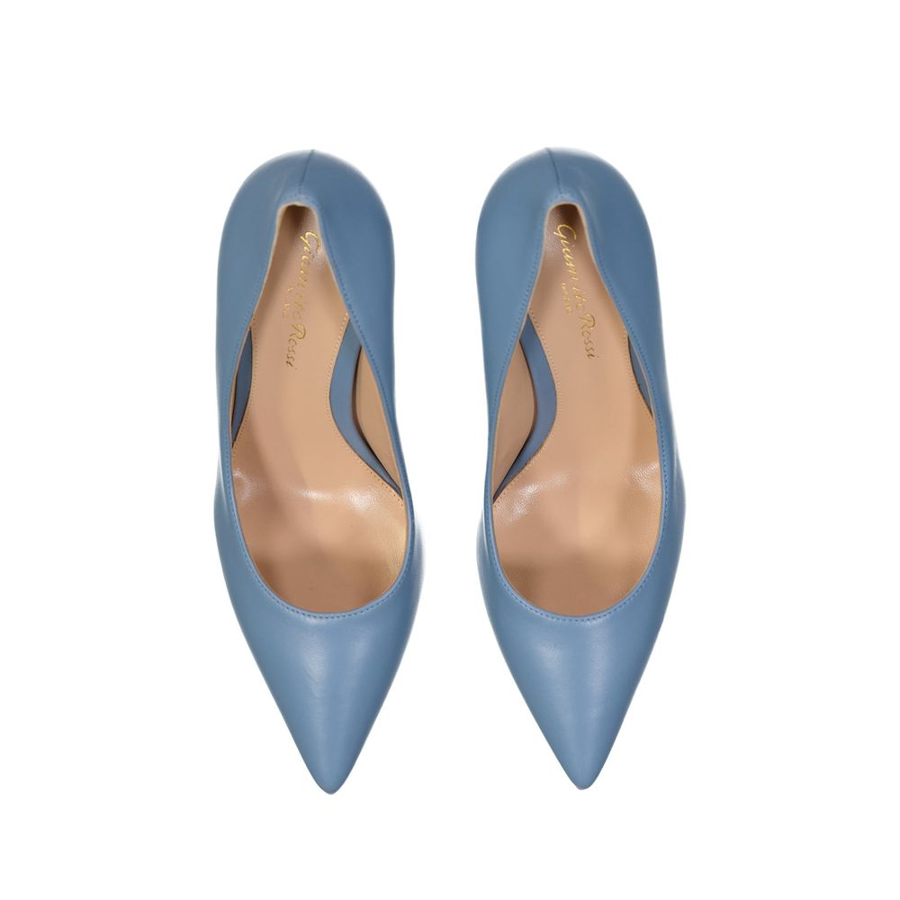 Blue Leather High Heel Pumps
