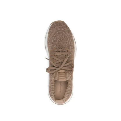 Brown Fabric Athletic Sneakers