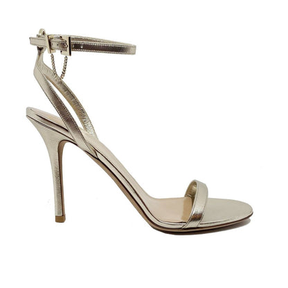 Gold Leather Stiletto Heel Sandals