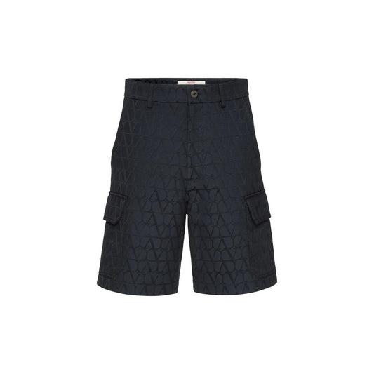 Blue Cotton Cargo Shorts
