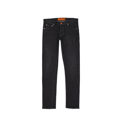 Black Cotton Slim Fit Jeans
