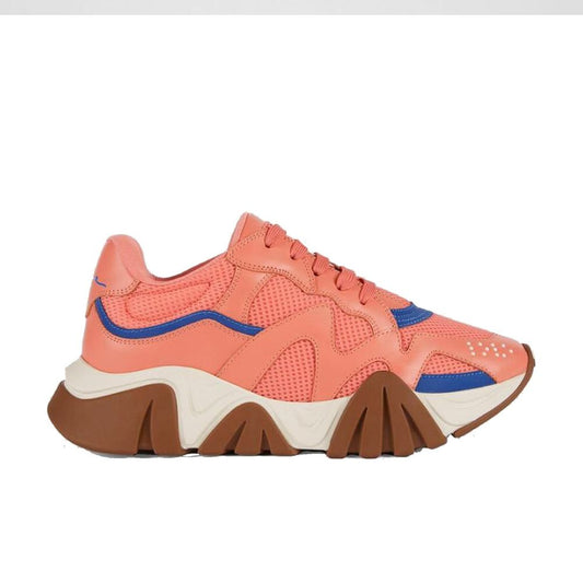 Orange Leather Chunky Sneakers