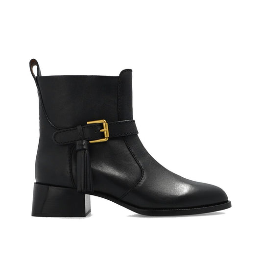 Black Calfskin Ankle Boots