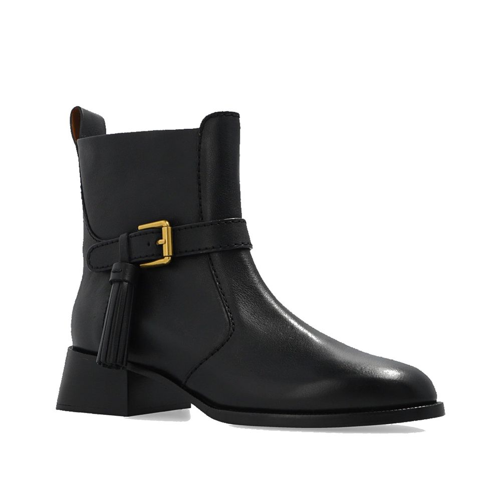 Black Calfskin Ankle Boots