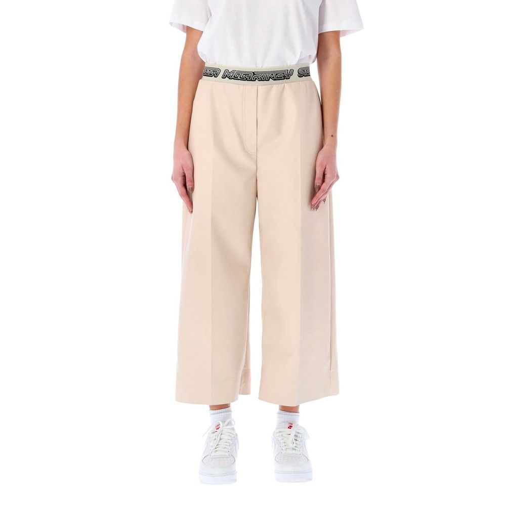 Beige Viscose Casual Pants