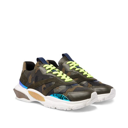 Green Fabric Athletic Sneakers