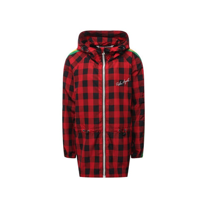 Red Polyamide Full-Length Jacket