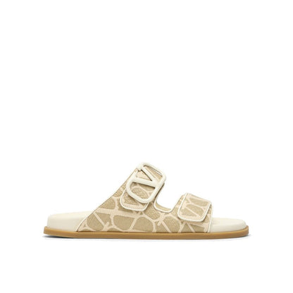 Bicolor Fabric Strap-On Sandals