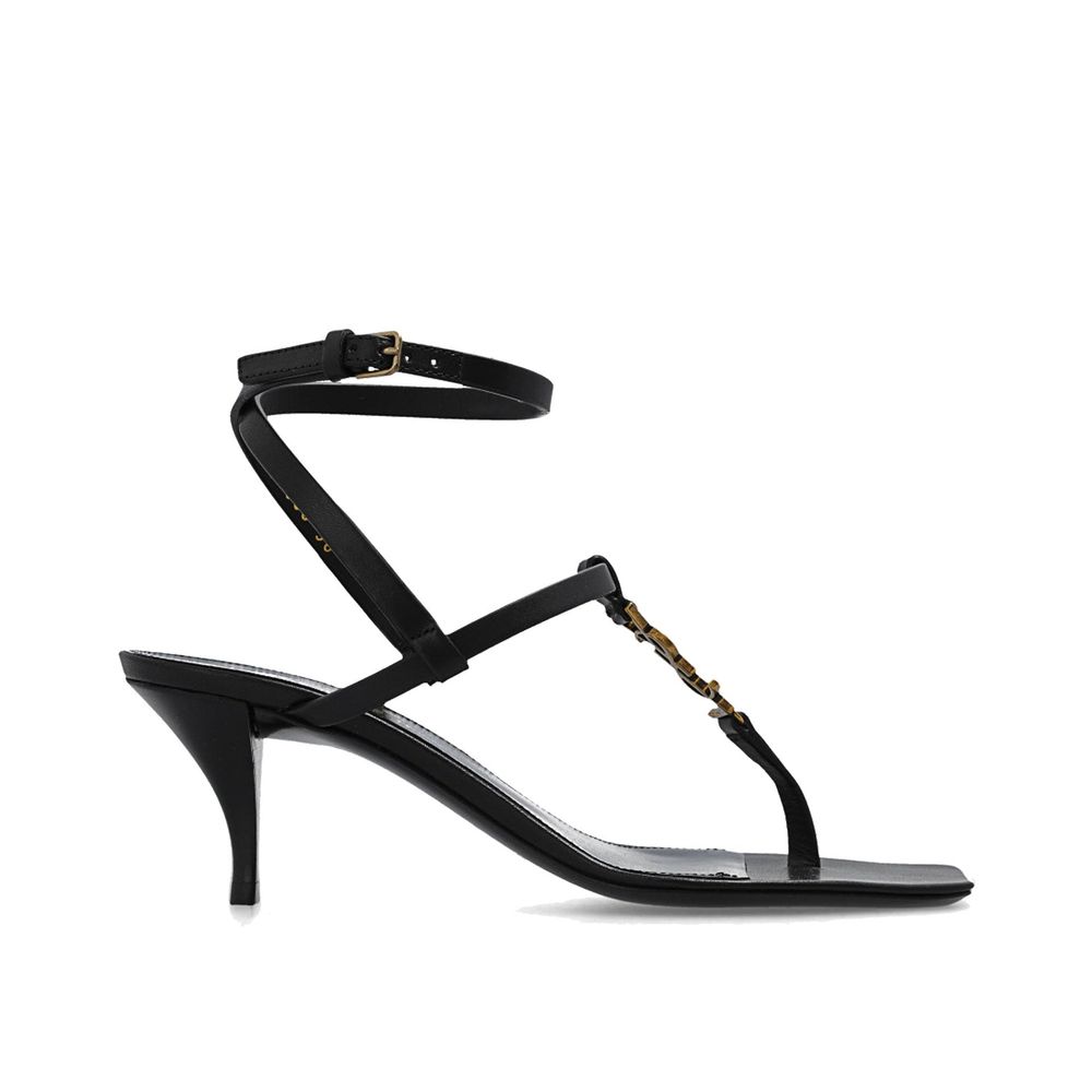 Black Calfskin Stiletto Heel Sandals
