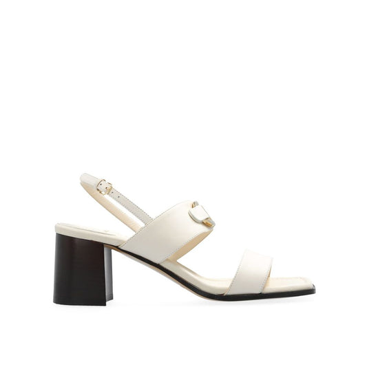 White Calfskin Strap-On Sandals
