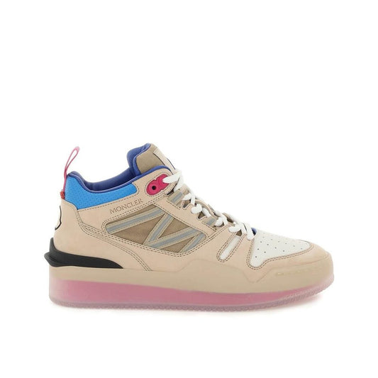 Beige Leather Platform Sneakers