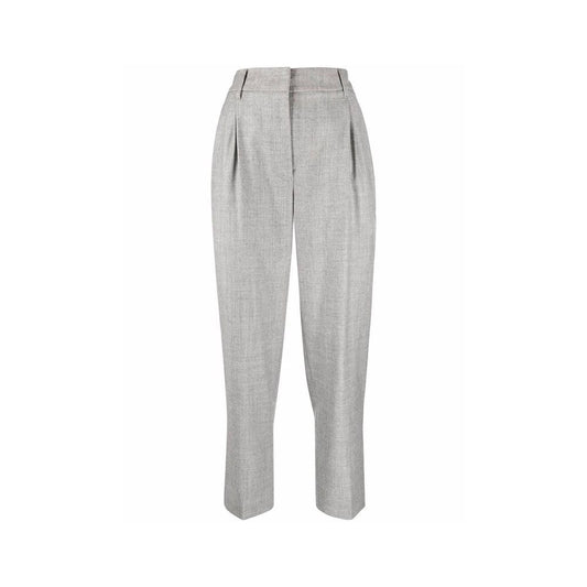 Gray Virgin Wool Cropped Pants