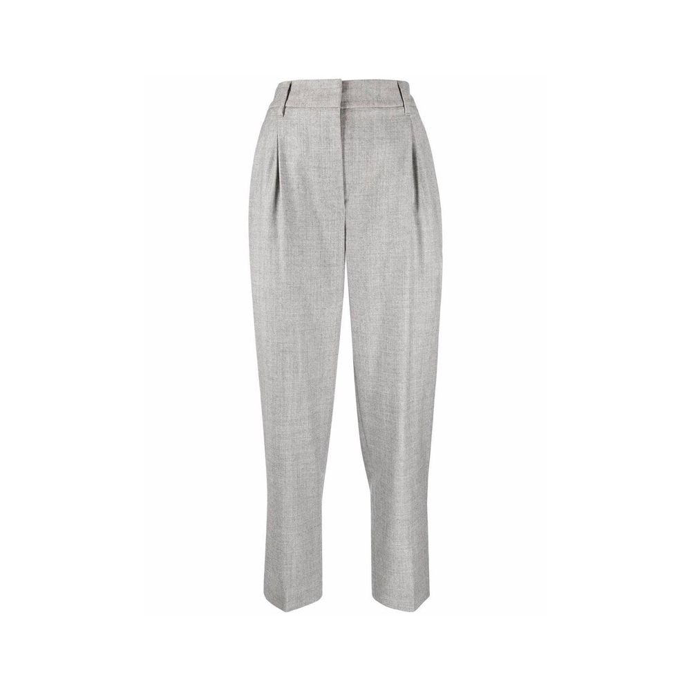 Gray Virgin Wool Cropped Pants