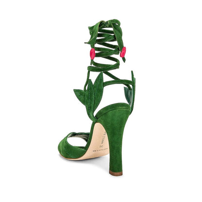 Green Calfskin Strap-On Sandals