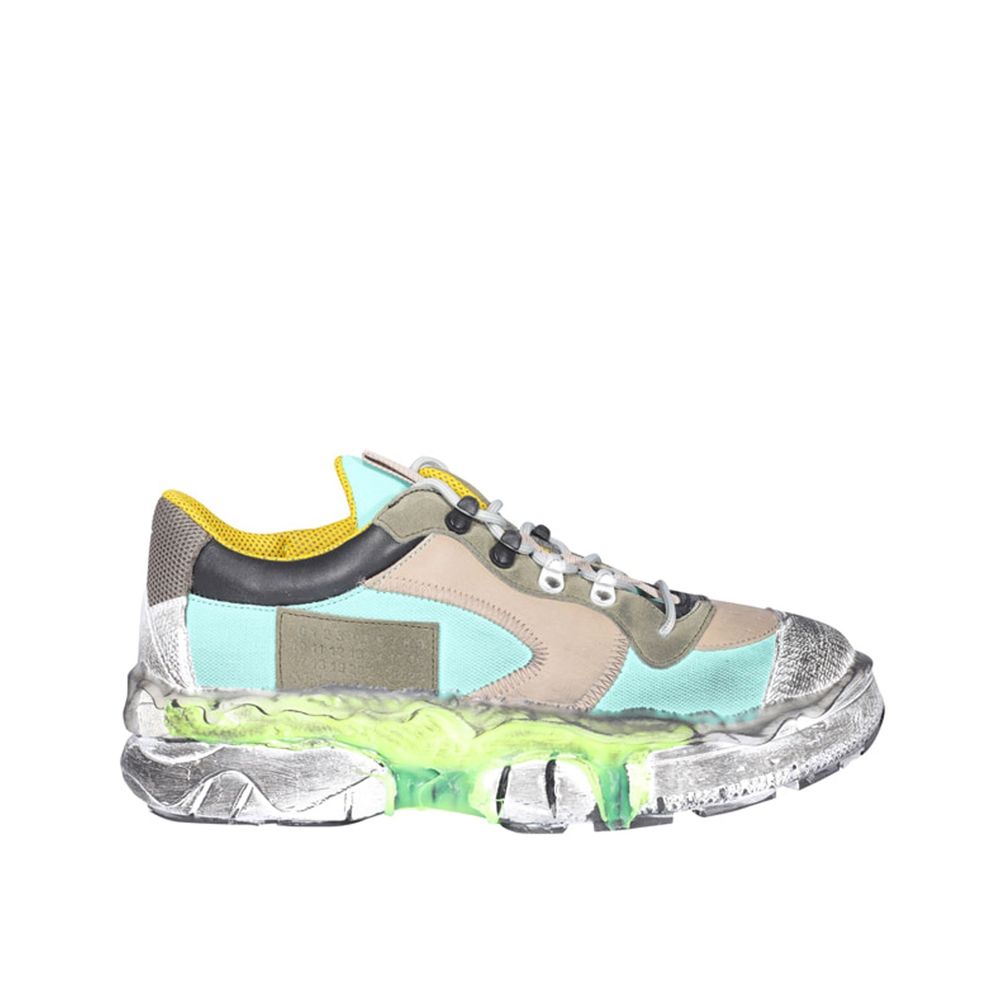 Green Fabric Chunky Sneakers
