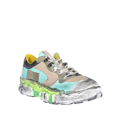 Green Fabric Chunky Sneakers