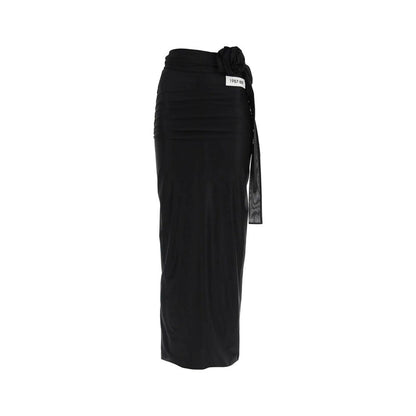 Black Elastane Long Skirt