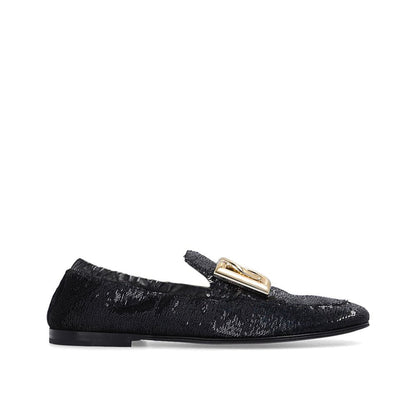 Black Fabric Slip-On Loafers