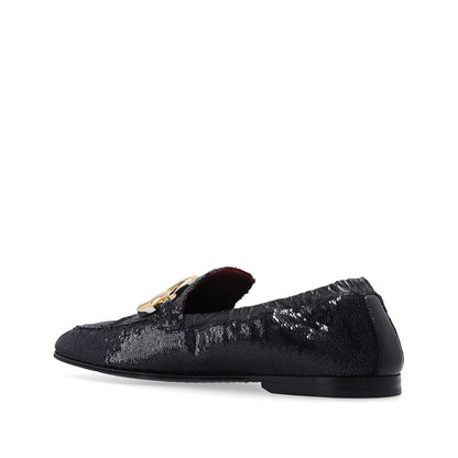 Black Fabric Slip-On Loafers