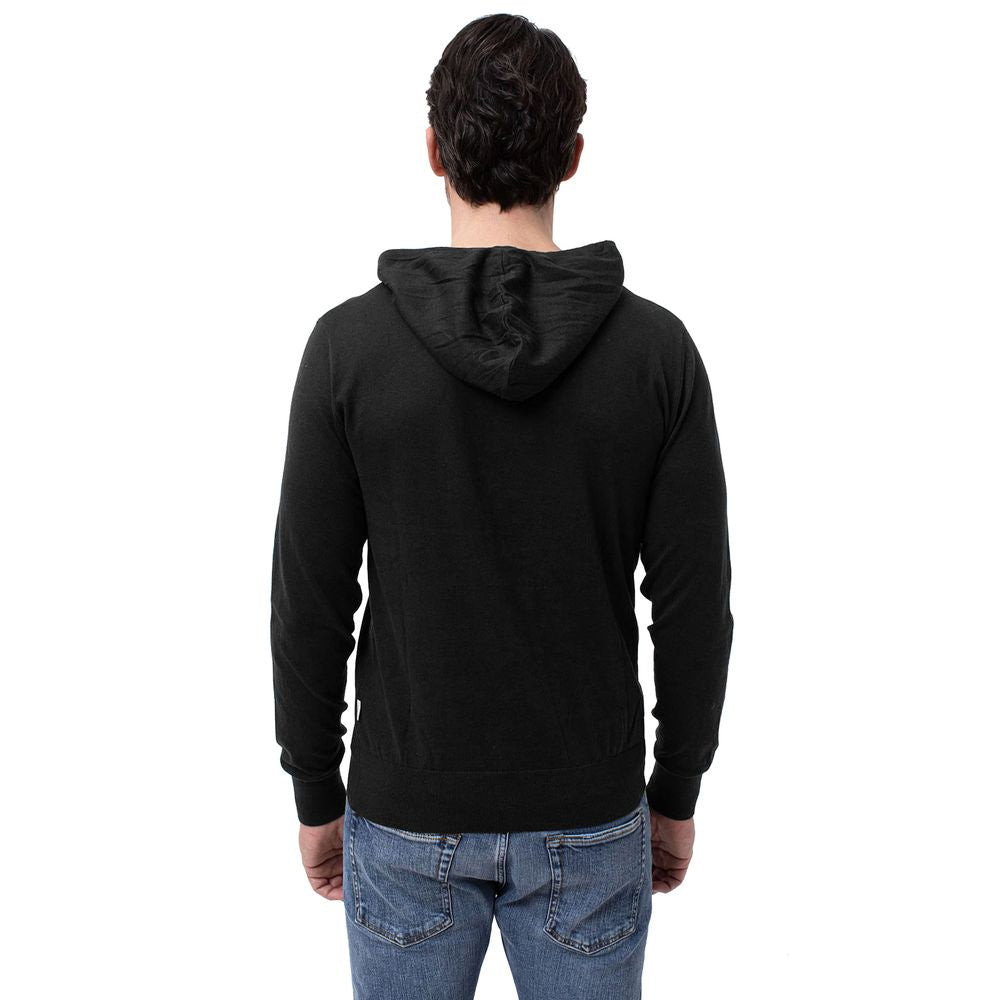 Black Cotton Men Hoodie