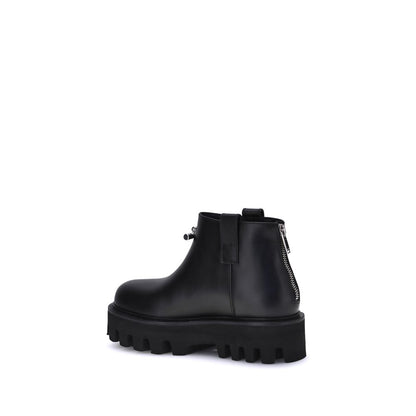 Black Calf Leather Bos Taurus Ankle Boots