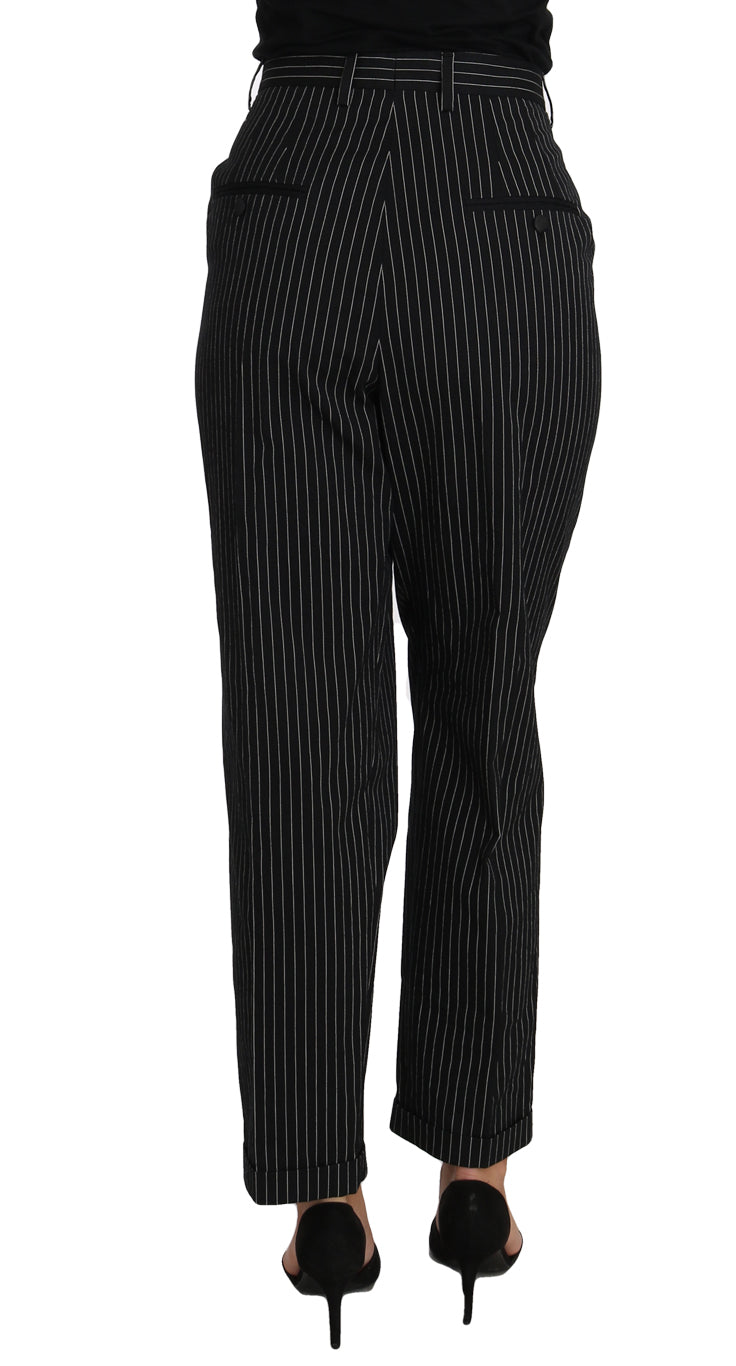 Elegant Black Pinstripe Dress Pants