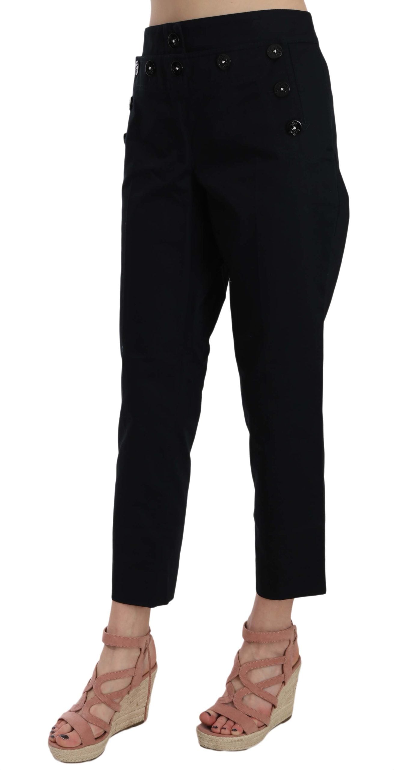 Pantalones elegantes de algodón negro