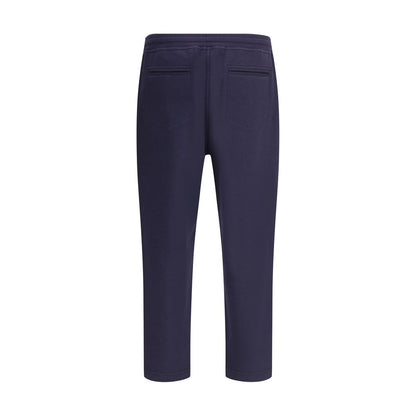 Blue Cotton Casual Pants