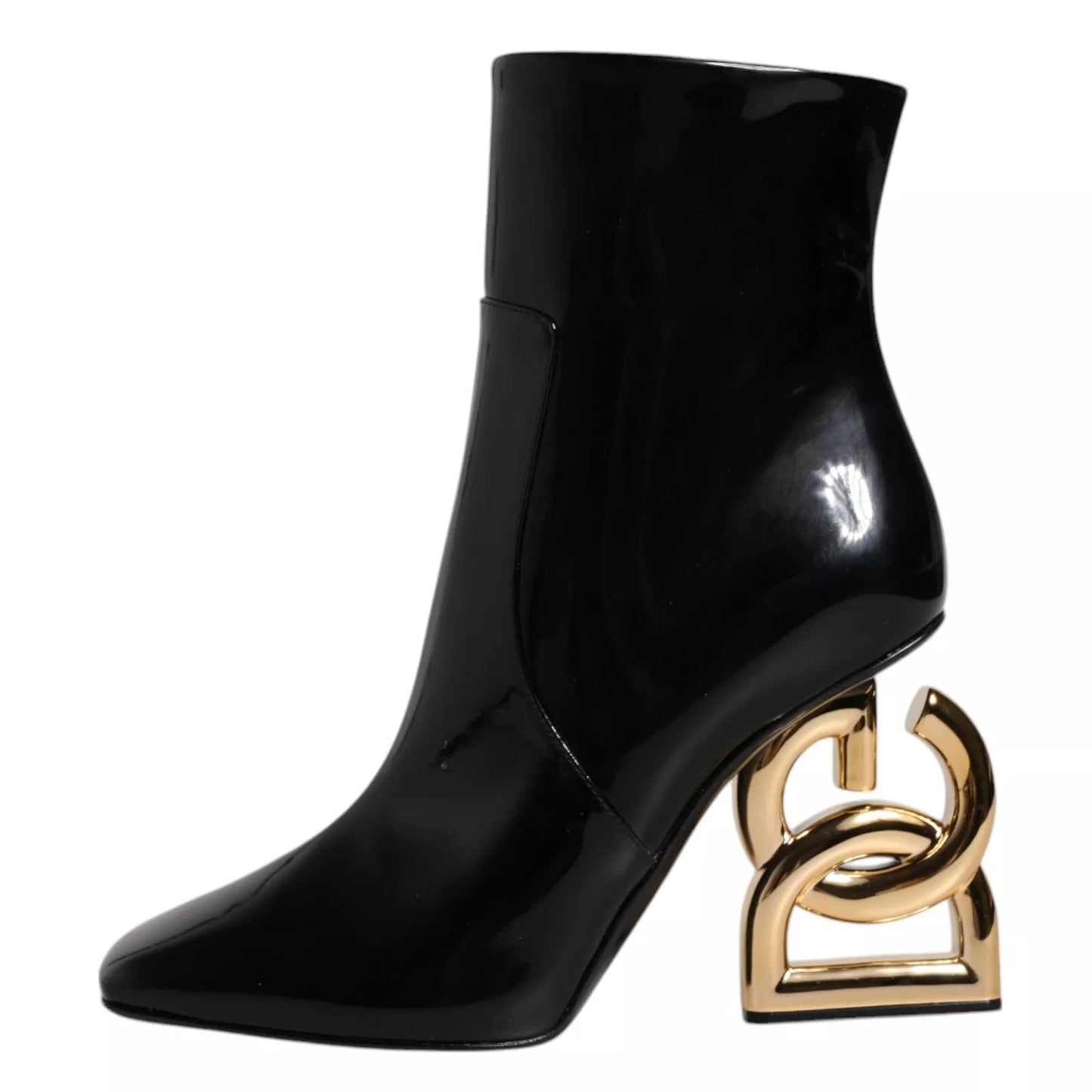 Black Jackie Leather Mid Calf Boots Shoes