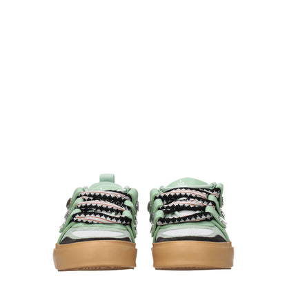 Green Leather Low Top Sneakers