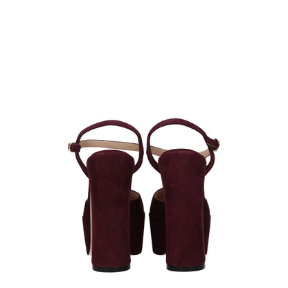 Red Leather Platform Sandals