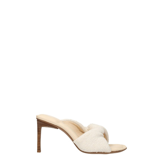 Beige Fabric Stiletto Heel Sandals