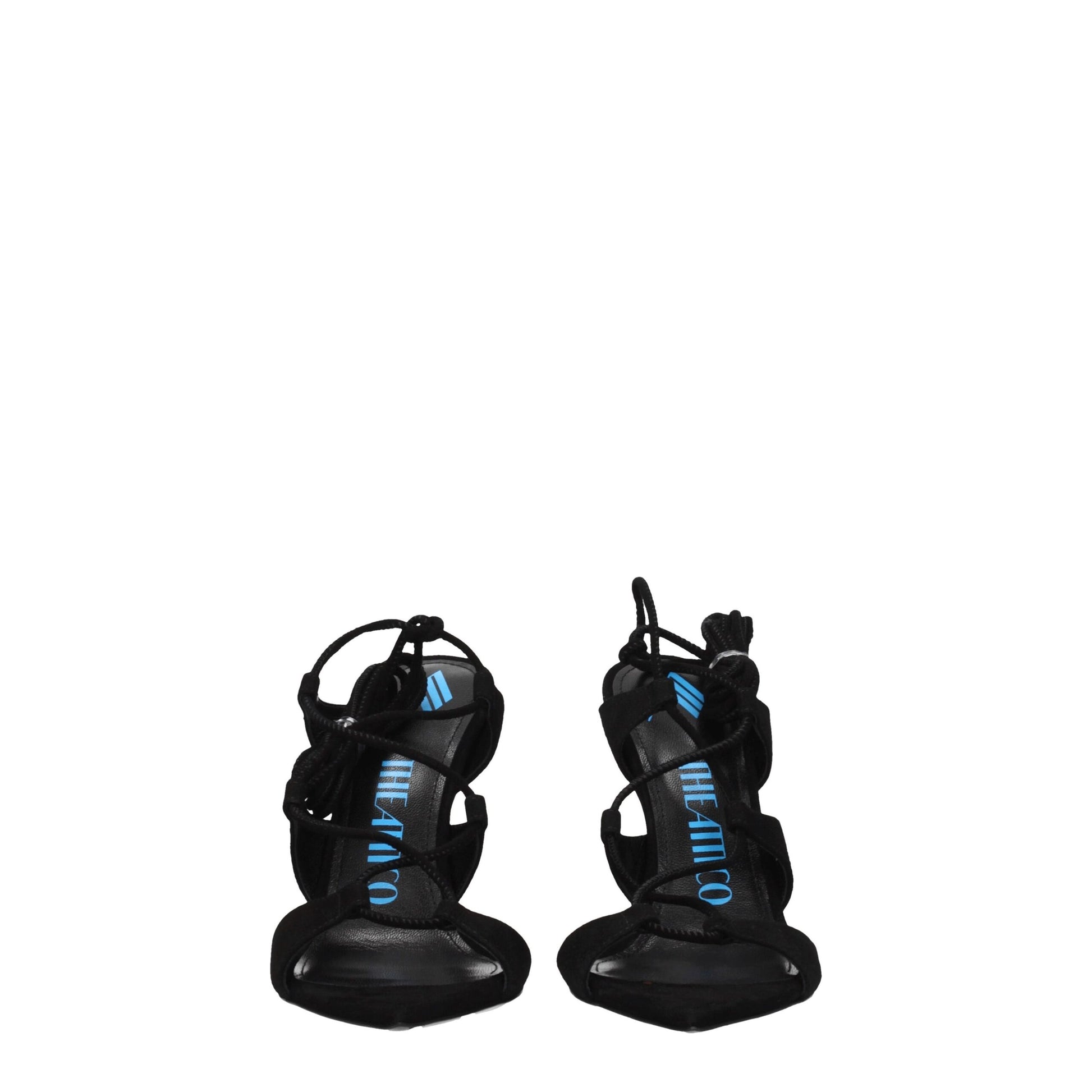 Black Leather Stiletto Heel Sandals