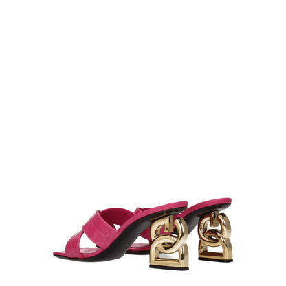 Pink Leather Platform Sandals