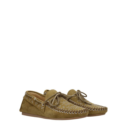 Green Leather Slip-On Loafers