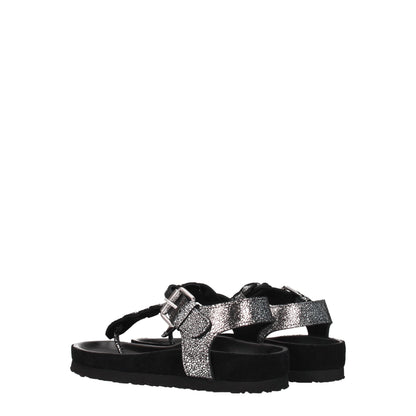 Black Leather Flip-Flop Sandals
