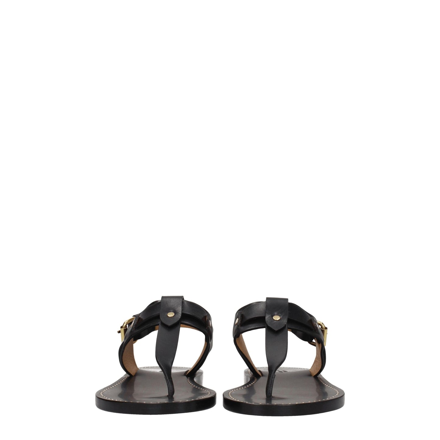 Black Leather Flip-Flop Sandals